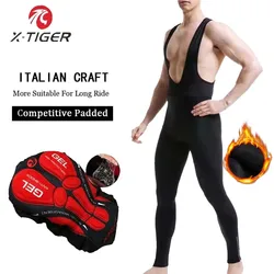X-TIGER Thermal Cycling Bib Pants Winter Warm Men Mountain Bike Pants Bicycle Tights Coolmax 5D Gel Pad Keep Warm Bike Bib Pants