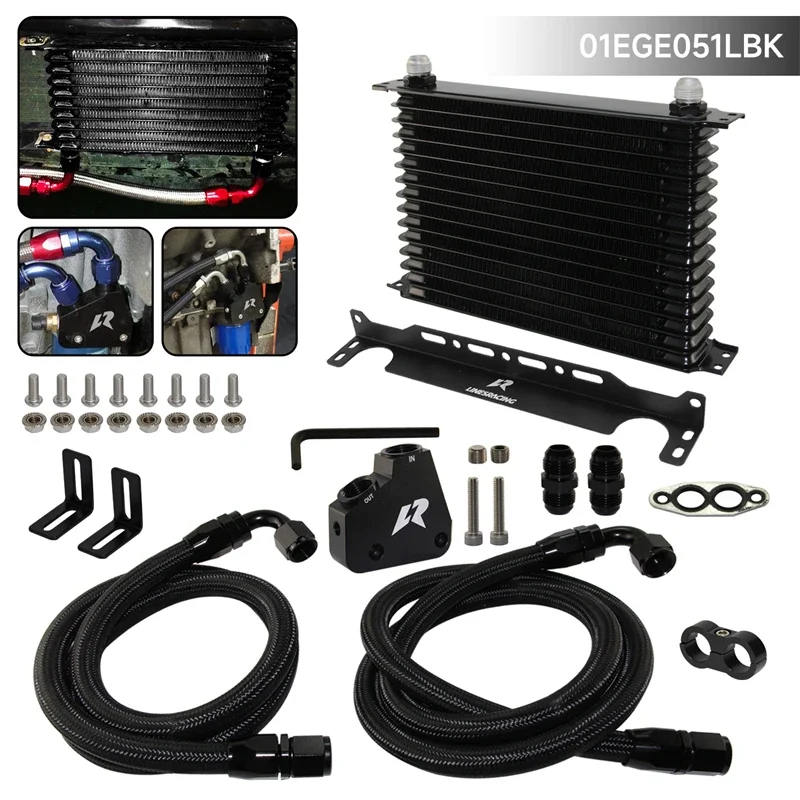 Black Oil Cooler w/ Bracket Kit 10/13/15 Row AN10 For Chevrolet Corvette C5 C6 C7 1997-2004 LS1 LS2 LS3 LS6 LS7 LS9 Adapter