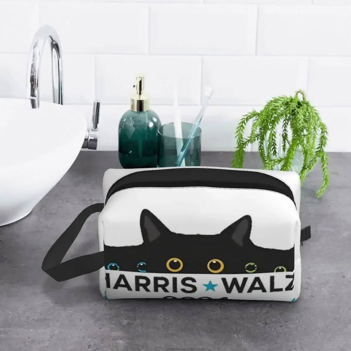 Election Cat Travel Cosmetic Bag Makeup Toiletry Organizer Ladies Beauty Storage Dopp Kit