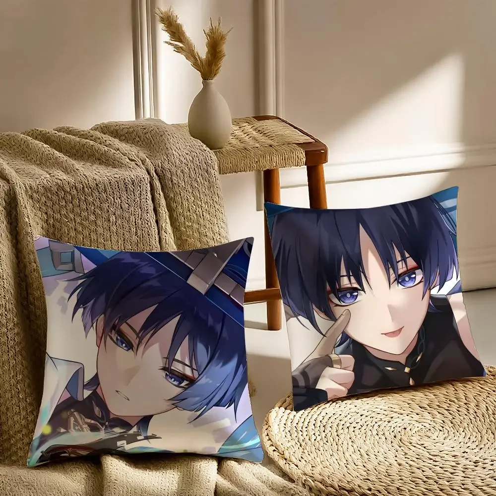 Genshin Impact  Wanderer Cushion Cover Pillowcase Anti-dustmite living Room Sofa Decor Cushion Room