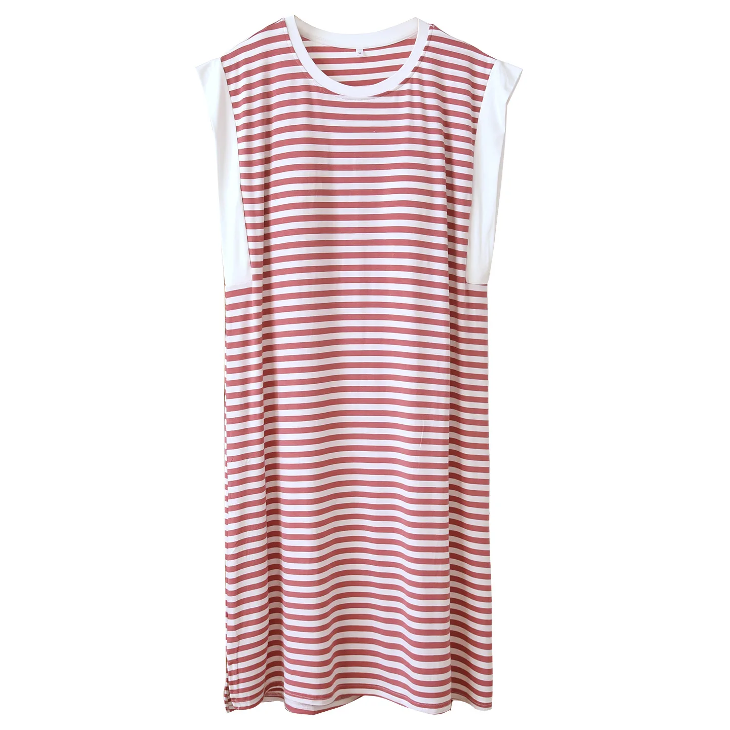 

Women's Sleeveless Pajama Dress Thin Striped Printed Homewear Summer O-Neck Night Dress Women Sleepwear Clothes