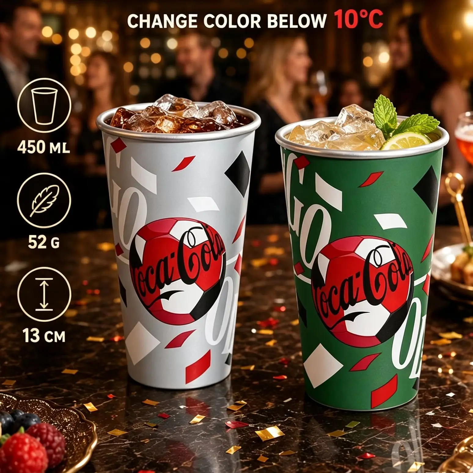 Party Magical Cold Color Change Aluminum Cups Cold Drink Cup Red Green Black Cold Discoloration at 10 ℃ For Party Home Gathering