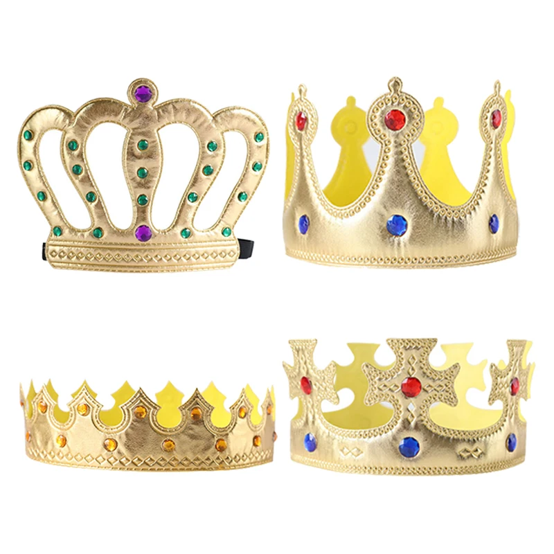 1pc Multi Style Gold Princess Prince Crown Tiaras Headwear Birthday Party Crowns Headband Costume Accessories Photobooth Prop