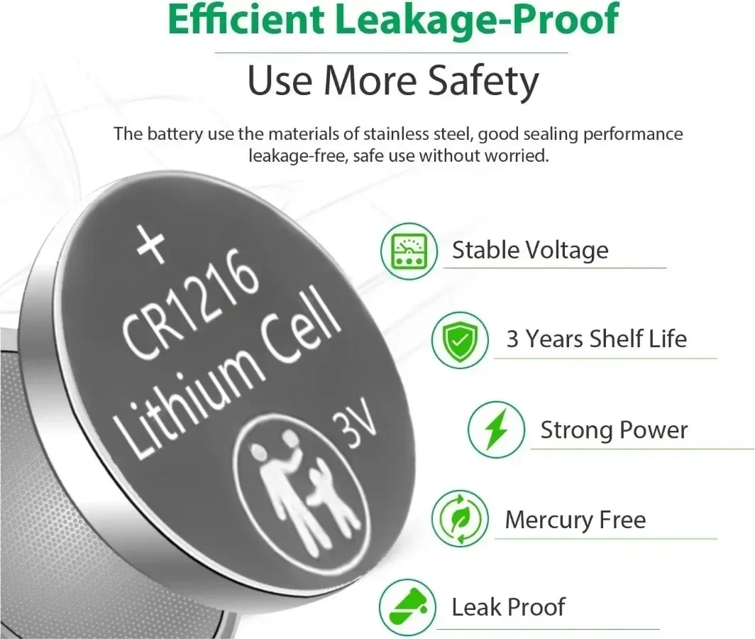 5-50 قطعة بطاريات خلية زر CR1216 DL1216 BR1216 LM1216 ECR1216 3 فولت بطارية ليثيوم عملة خلايا لمشاهدة سيارات لعب مفتاح