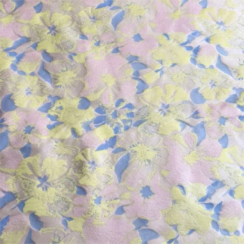 Ink-wash relief oil painting flower jacquard fabric dress evening shoe and bag