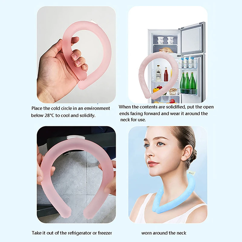 Summer Heatstroke Prevention Halter Cooler Icy Ring Wearable Neck Cooling Ice Bag Reusable Tube Collar Cycling Sport Neck Cooler