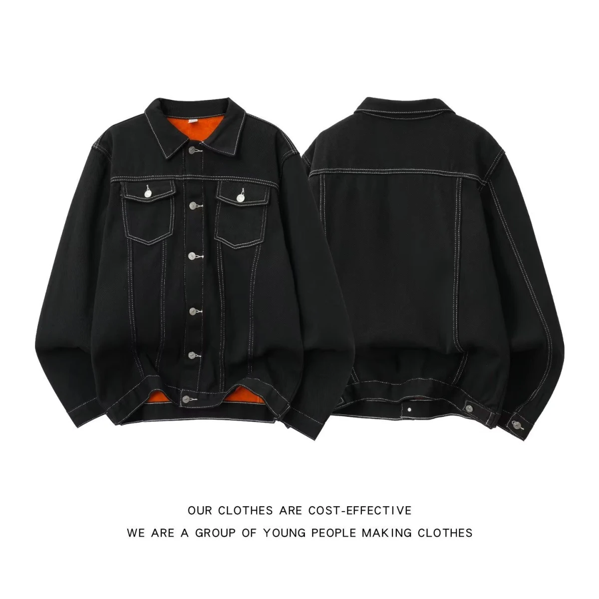 

Spring Autumn Loose Fit Men's Jaet Street Sle Trendy Harajuku Korean Version Casual Coat Stand Edition Long Sve