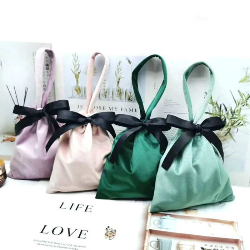 custom.Custom Velvet Tote Bag Pouches Velvet Shopping Pouch Velvet Handle Bag