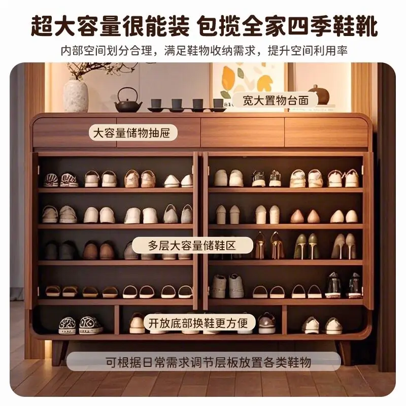 

shoe cabinet, new Chinese-style door at home door, shoe rack storage cabinet integrated against the wall, corridor locker
