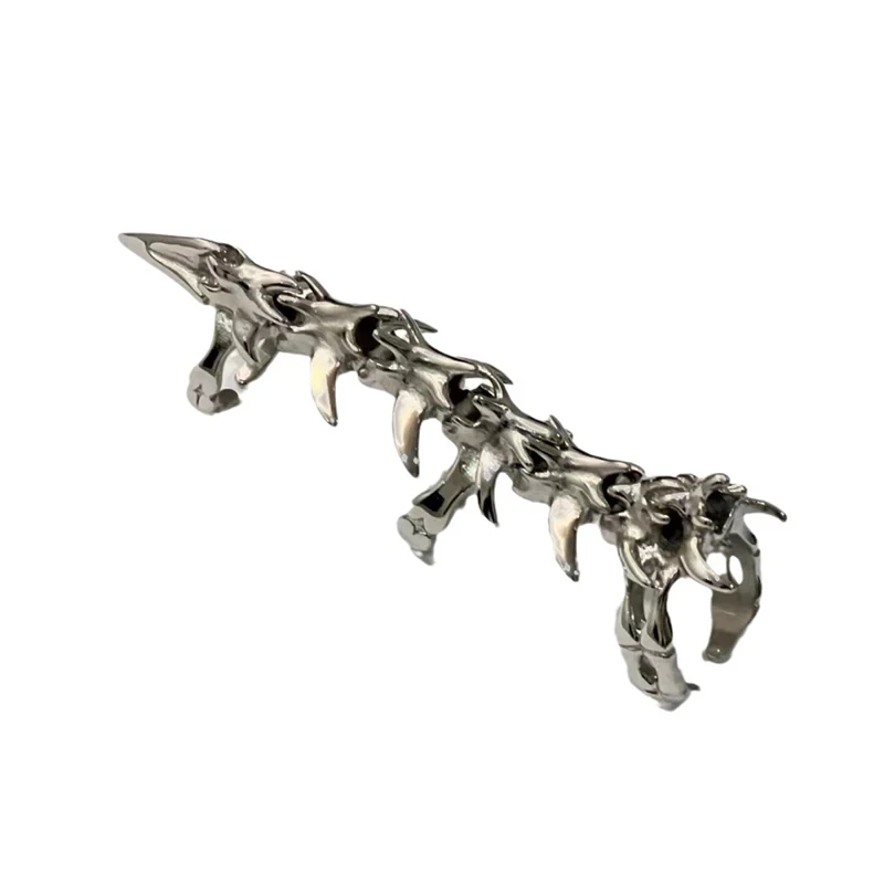 تنين قوطي من سايبر بانك ، حلقة مفصلية عظمية ، حلقات تأثيري ، سبيكة ، فضي ، فتحة قابلة للتعديل ، ملحق مجوهرات ، إكسسوارات ، هدايا ، #6