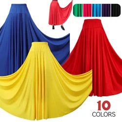 10 Colors High Waist Ballroom Dance Skirts Women Elegant Modern Dance Costume Lady Plus Size Half Length Pleated Big Swing Skirt