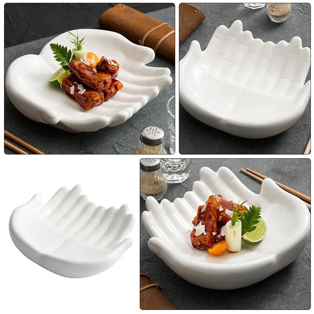 

Japanese Style Sushi Plate Ceramic Hand Shaped Decorative Food Display Dish Salmon Plate for Home Catering Sushi Serving Dish