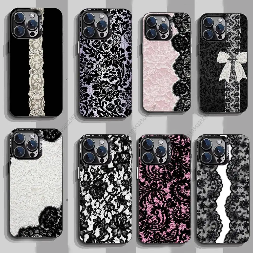 

Black lace print New Hot phone Case for iPhone 17 11 12 Pro Max Plus Mini Air SE 16e 14 15 16 13 Soft Shell