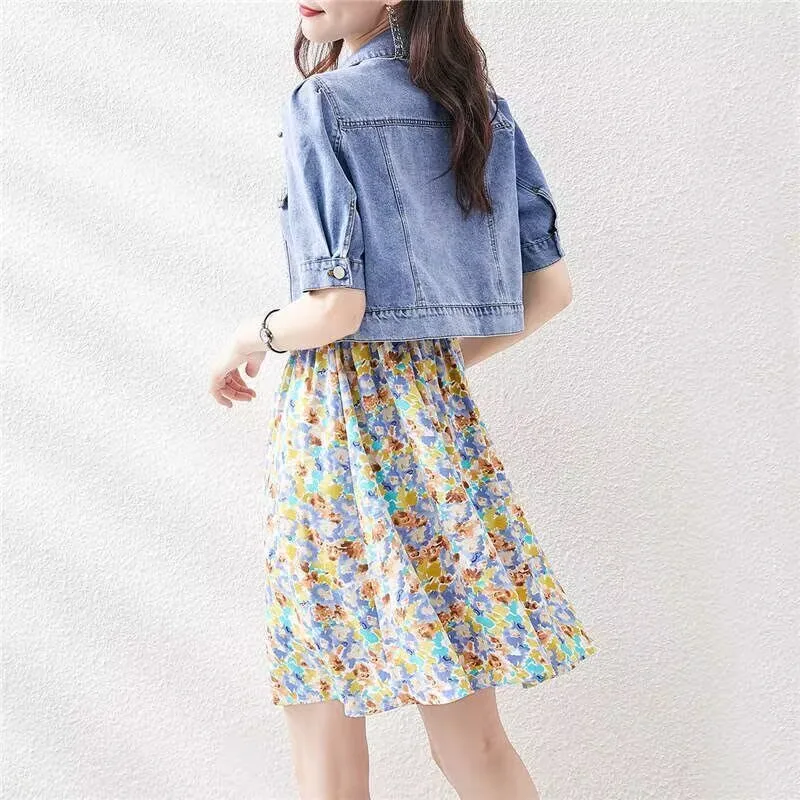Basic Solid Outwear Half Sleeve Denim Fit Harajuku Street Denim Jacket Women Vintage Crops Trendy Turn Down Collar Jackets Women