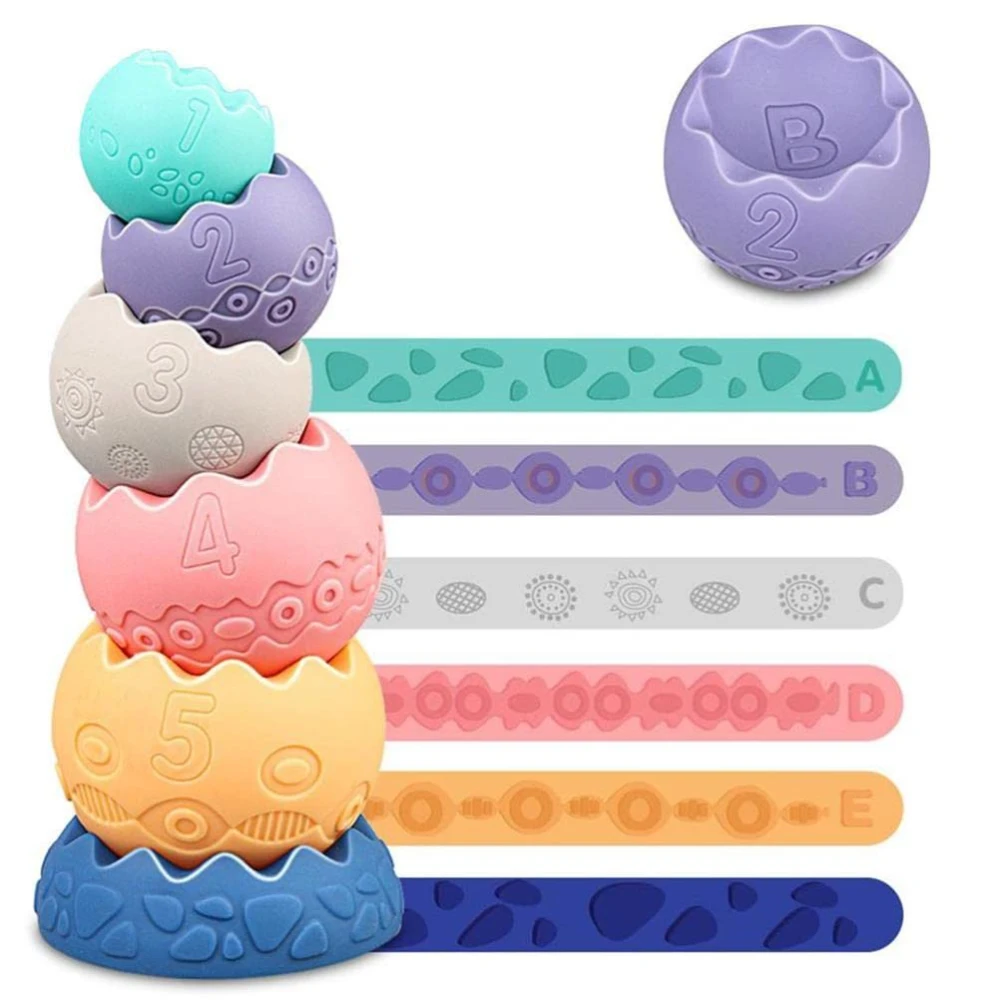 Baby Sensory Balls Teething Toys, Soft Building Blocks, Montessori Early Educationad Stacking Ring, Infant Christmas Gifts