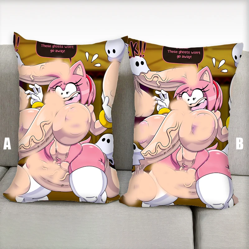 Dakimakura Anime Pillow Amy Rose Vs The Ghosts Furry  Nsfw Half Body Cartoon Pillow Core Double Side Print Bedding Gifts