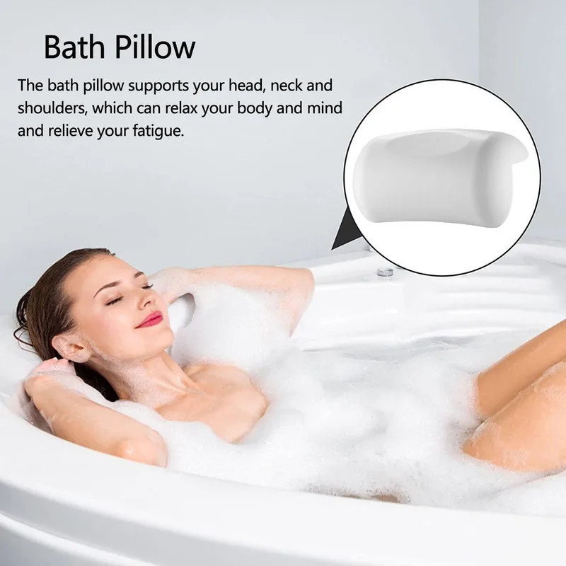 

Neck Bathtub Cushion Soft Headrest With Suction Cup SPA Bath Pillow PVC Bathroom Supplies 21*31cm Bath Accessories