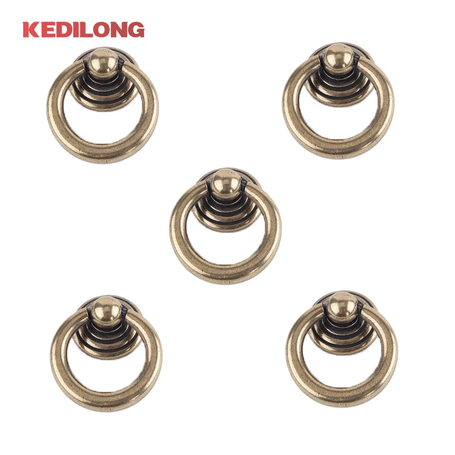 

KEDLO 5pcs/10pcs Retro bronze round pendant knob kitchen cabinet drawer zinc alloy handle