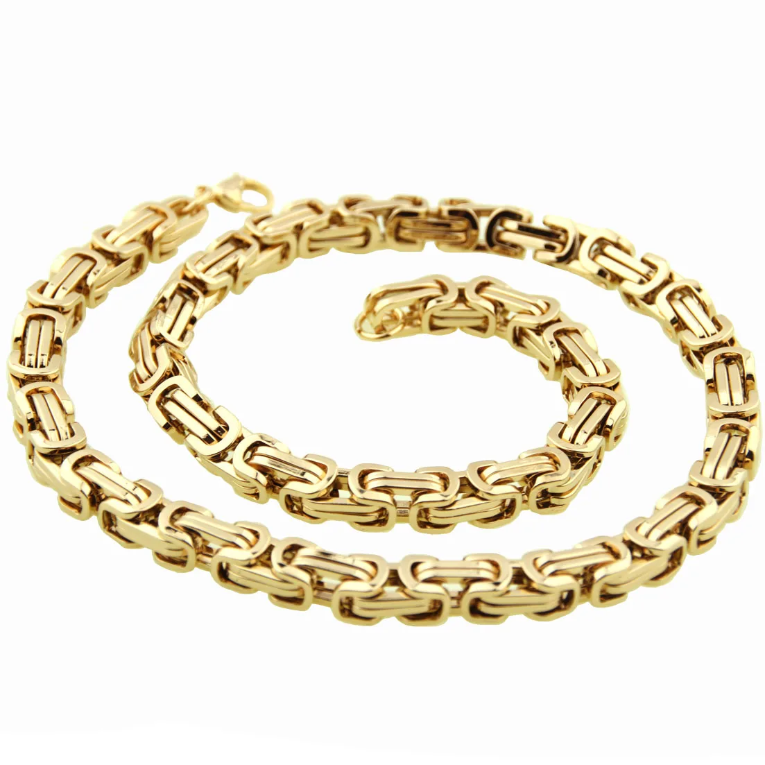 4/6/8mm Wide New Fashion Men Stainless Steel Chain Necklace Gold Color Byzantine Punk Male Jewelry Gifts