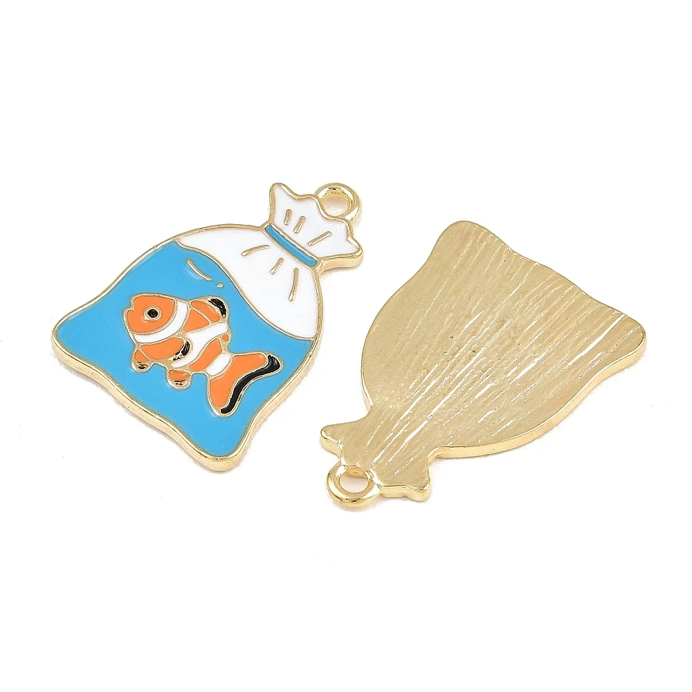 60pcs Enamel Alloy Fish Shark Charms Ocean Sea Animal in Water Bag Pendants for DIY Bracelet Necklace Earring Jewelry Making