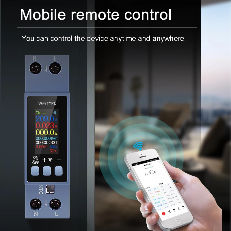 

Умный автоматический выключатель 8 в 1, измеритель мощности, защита от перегрузки по току и пониженного напряжения, измеритель на DIN-рейку, пульт дистанционного управления, многофункциональный