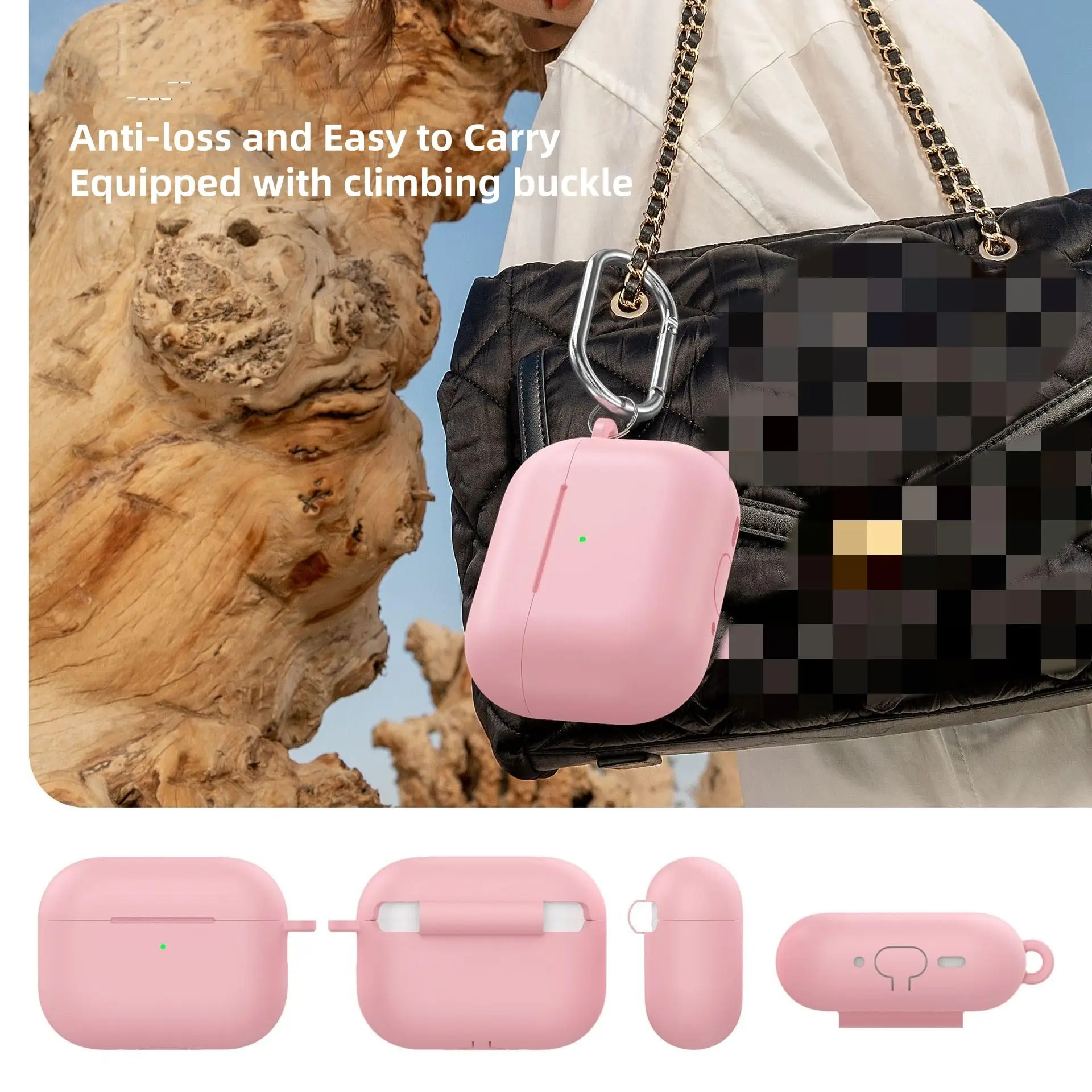 غطاء حافظة AirPods Pro 3 (2025) مع حافظة جلدية من السيليكون الناعم بسلسلة مفاتيح 【LED أمامي مرئي】 حماية كاملة لأجهزة AirPods Pro 3