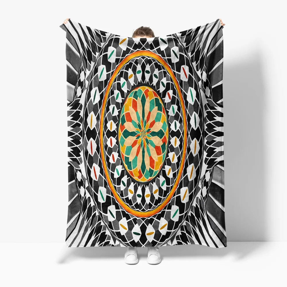 Geometric Mandala Print Blanket Decorative Throw Cushion Cover Sofa Bed Bedspread Home Decor