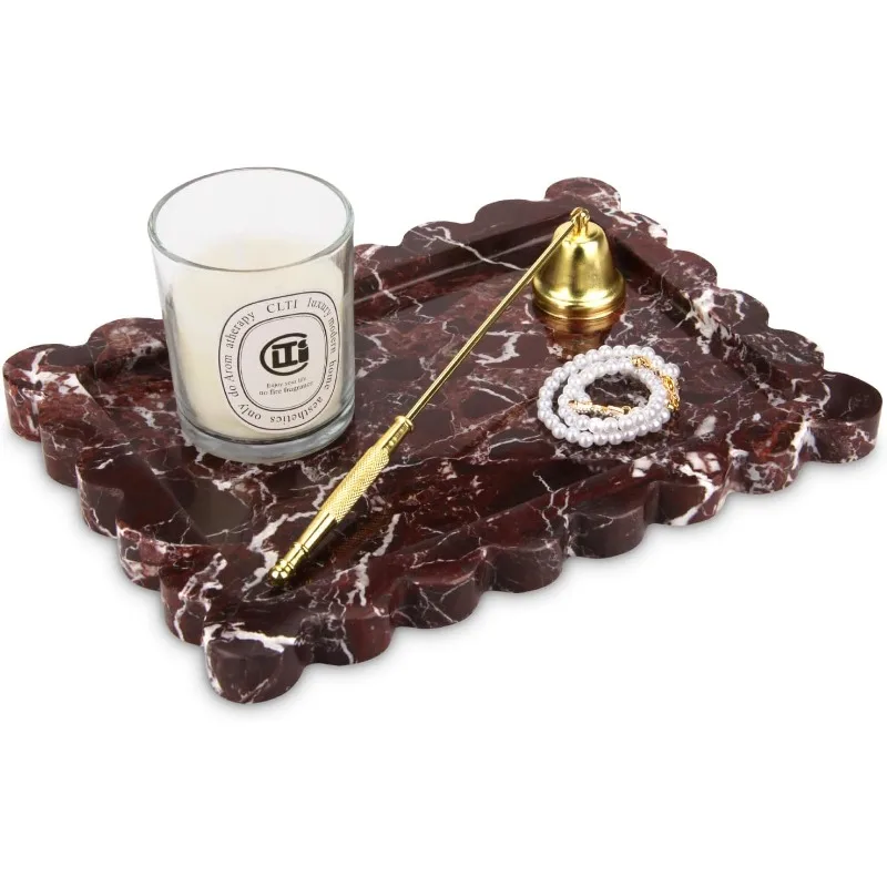 

Marble Decorative Tray,Luxury Natural Stone Bathroom Vanity Tray, Dresser Top Perfume Coffee Home Kitchen Toilet Sink