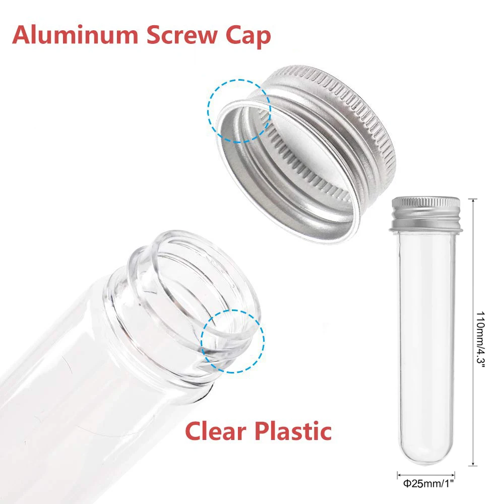 20Pcs 30ml Plastic Test Tubes with Screw Caps Transparent Candy Storage Cases Data Cable Storage Tube