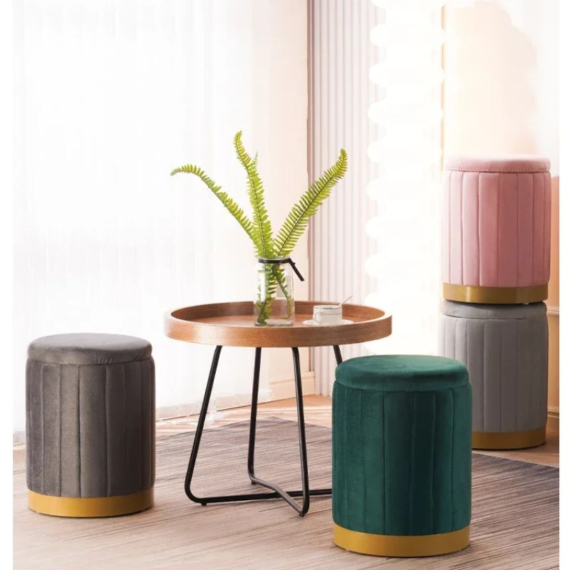 Makeup Stools Home Dressing Stool Can Store Round Ottomans Light Luxury Simple Dressing Nail Beauty Round Stool Home Furniture