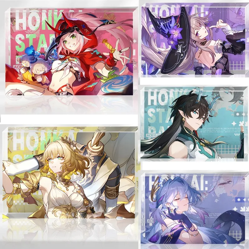 Honkai: Figuras de jogo Star Rail Rappa ‌ The Herta Aglaea Tijolo Acrílico Transparente Fan Player Coleção Cosplay Adereços Ornamento
