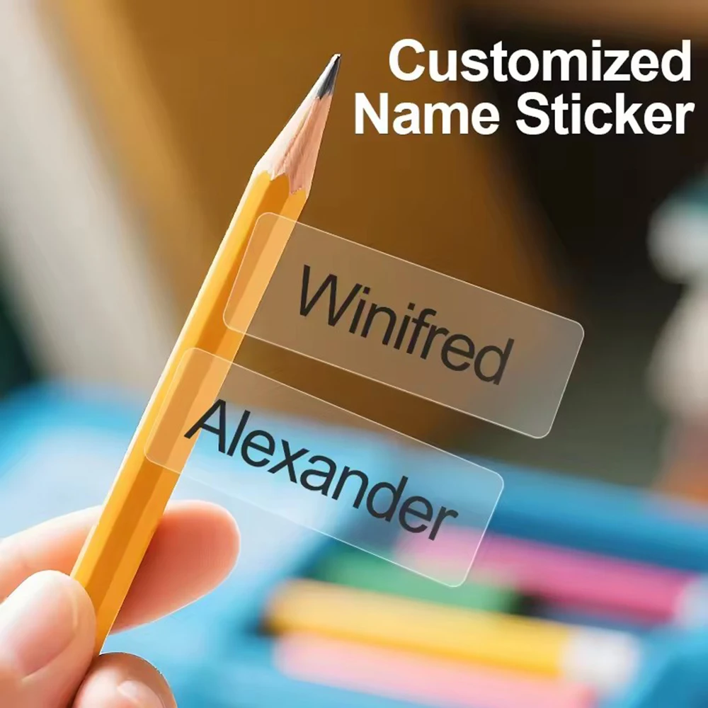 360Pcs Custom Transparent Name Stickers-Personalized Waterproof Labels for School Supplies, Kids Crafts & Sports Bottles