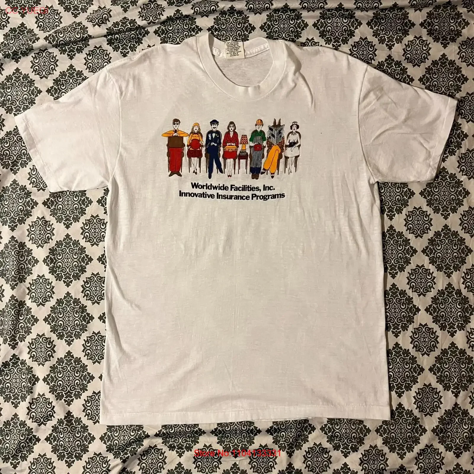 Винтажная забавная белая футболка 80-х годов Worldwide Facilities Inc с одинарной прошивкой, размер XL, винтажная стираная универсальная модная мягкая футболка Винтажная забавная белая футболка 80-х годов Worldwide Facilities Inc с одинарной прошивкой, размер XL, винтажная стираная универсальная модная мягкая футболка