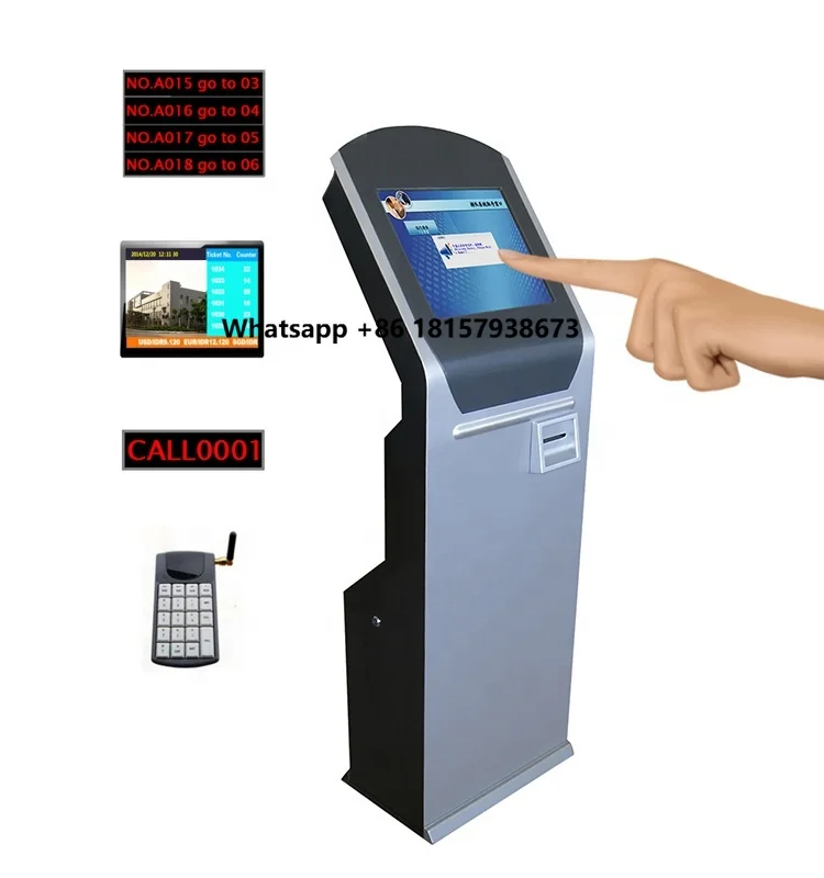 

Bank, Hospital Automatic Queuing System Kiosk, Touch Screen Ticket Dispenser Machine with LED Display, Queue Management System
