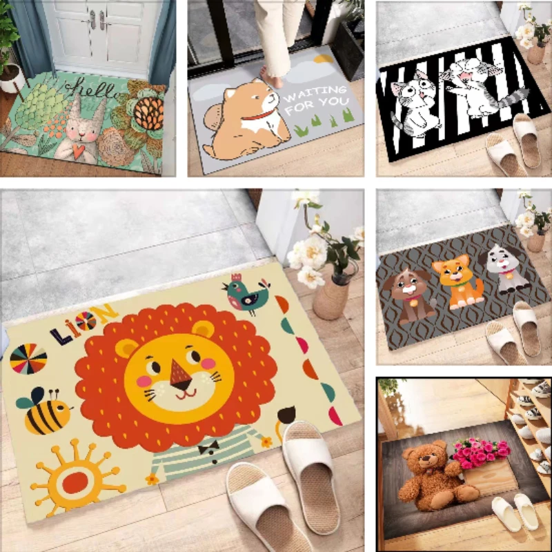 Entrance Door Mat, Entrance Shoe Changing Area Mat, Dirt Resistant and Washable, Cartoon Entrance Mat  Floor Mat Doormat