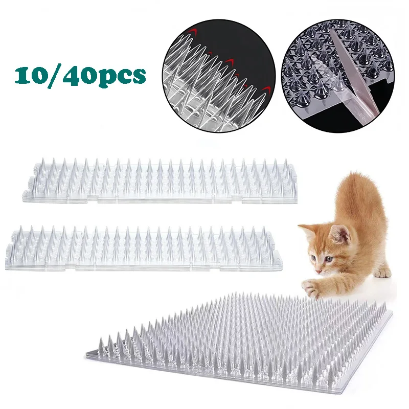 

10/40PC Plastic Bird Repeller Spikes Fence Wall Cat Anti Pigeon Spikes Anti-bird Outdoor Squirrel Garden Fences Animal Repellent