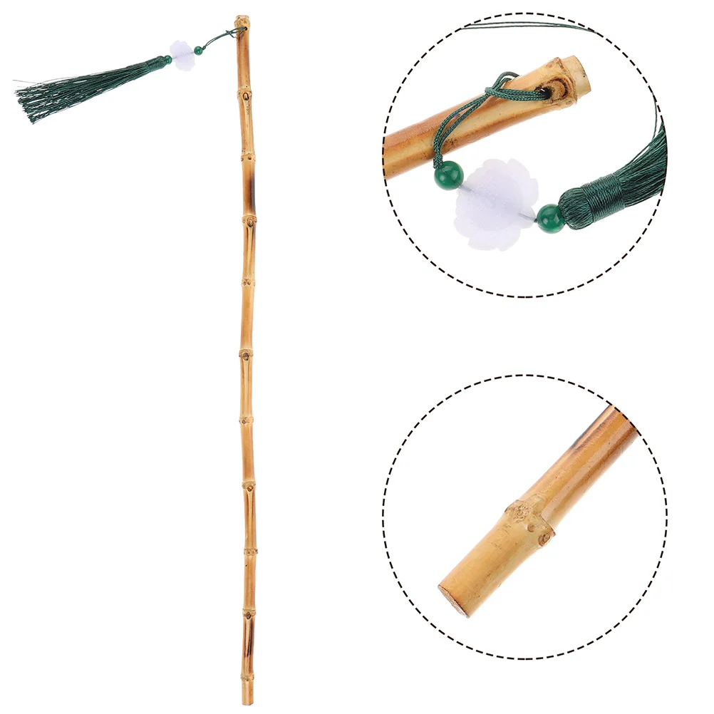 2 PCS Yoga Cane Chinese Decorative Stick with Tassel Bamboo Style Balance Crafts Mobility