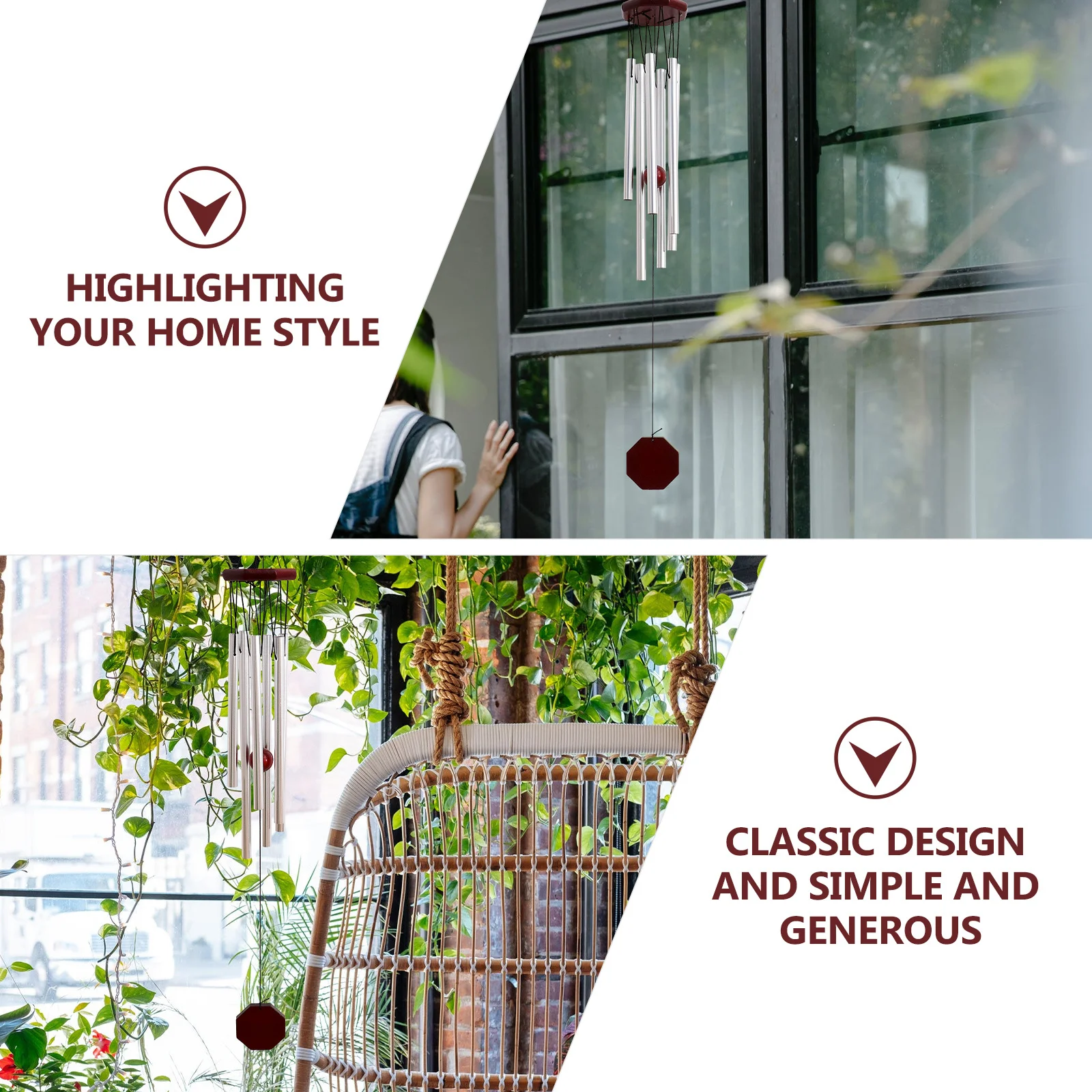 

Decorative Red Wood Wind Chime Creative Hanging Wind Bell Ornament for Garden Patio Porch Home Decor Indoor Outdoor Use