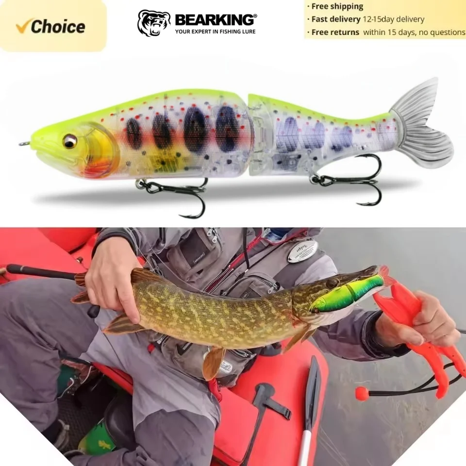 BEARKING Glide bait Lures 185mm 64g Jointed Swimbait ABS Body With Soft Tail SwimBaits 185 Glidebait to Target Big Bass