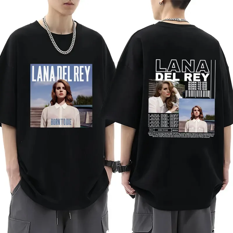 Singer Lana Del Rey T Shirt Born To Die Music Album Harajuku Vintage Short Sleeve Men Women Hip Hop Loose Cotton Tees Streetwear