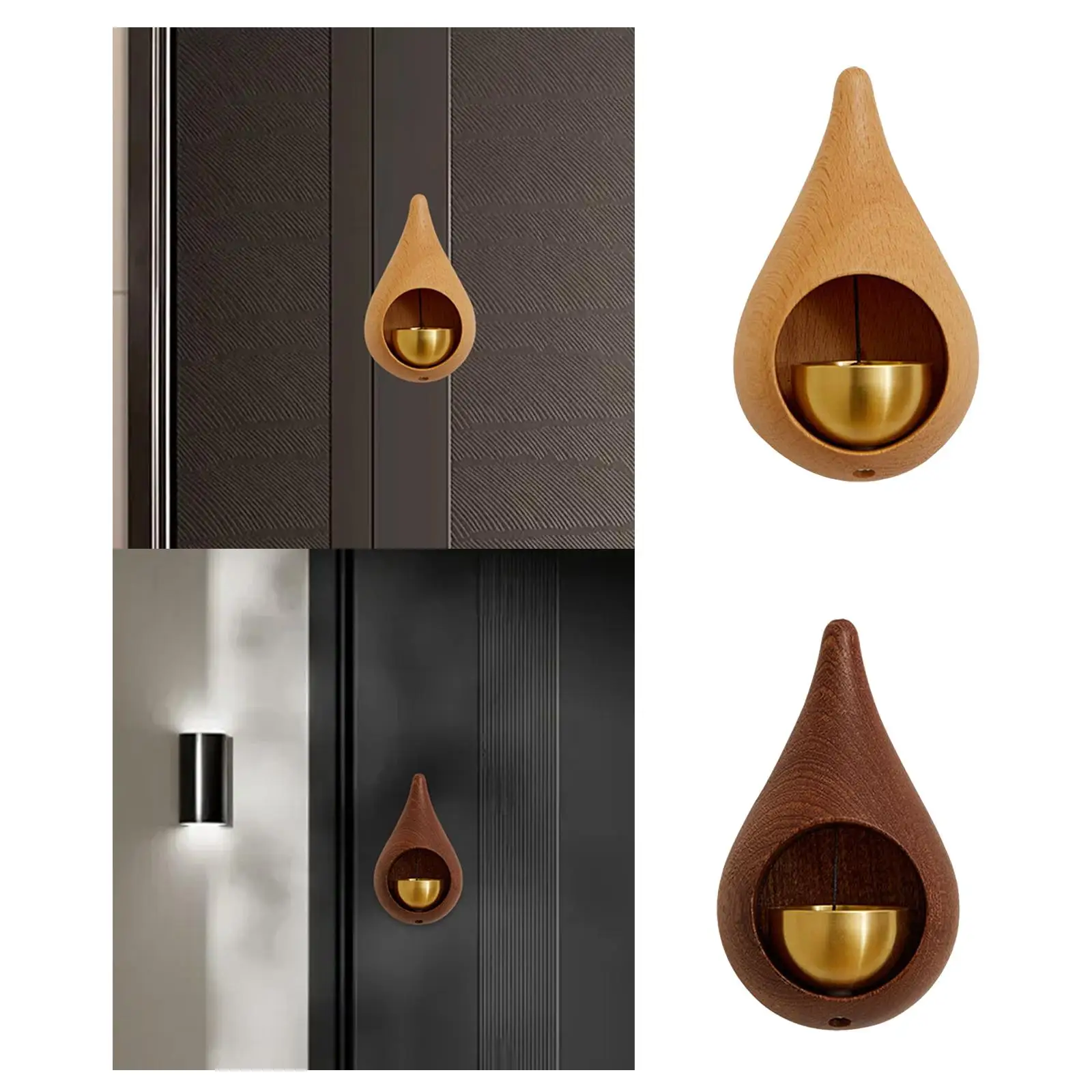 Shopkeepers Bell for Door Opening Ornament Rustic Decorative Small Wood Doorbell for Office Gardens Fridges Backyards Entrance