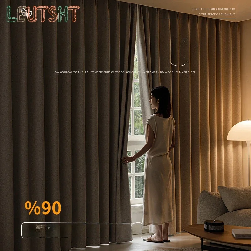 

Modern Thick Full Blackout Drapes Bedroom Soundproof Curtain Floor To Ceiling Windows Sunshade Curtains Simple Living Room