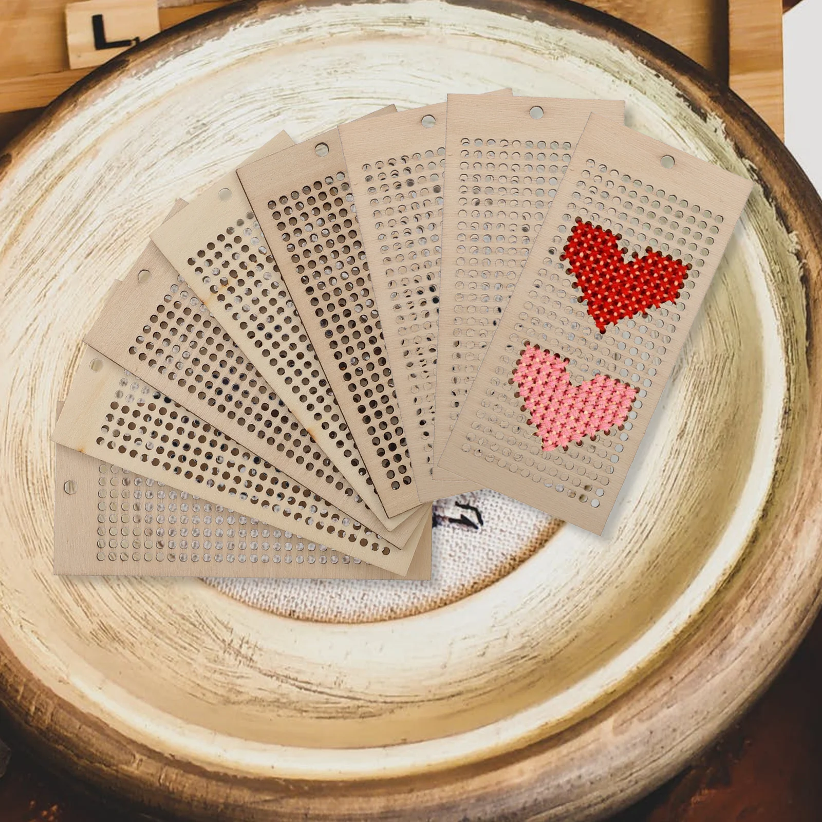 

8 Pcs Wooden Bookmark Marks DIY Bookmarks Stamped Embroidery Beautiful Blanks Child