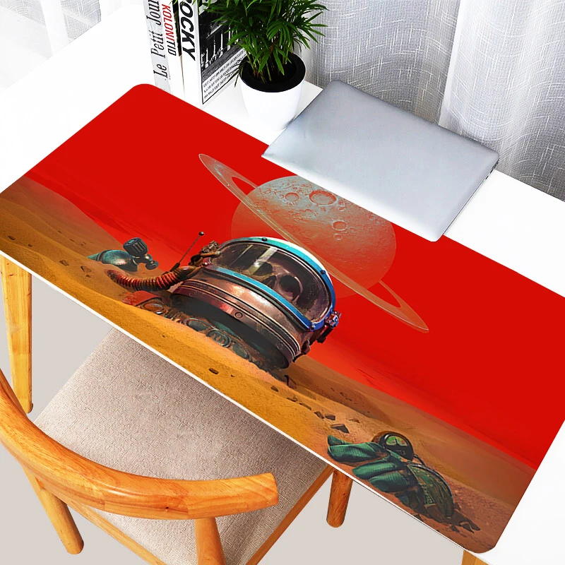 Outer Space Astronauts Cat Mouse Pad Kawaii Gamer Cabinet Keyboard Rug Computer 900x400 Gaming Mousepad Laptop XL Anime Desk Mat
