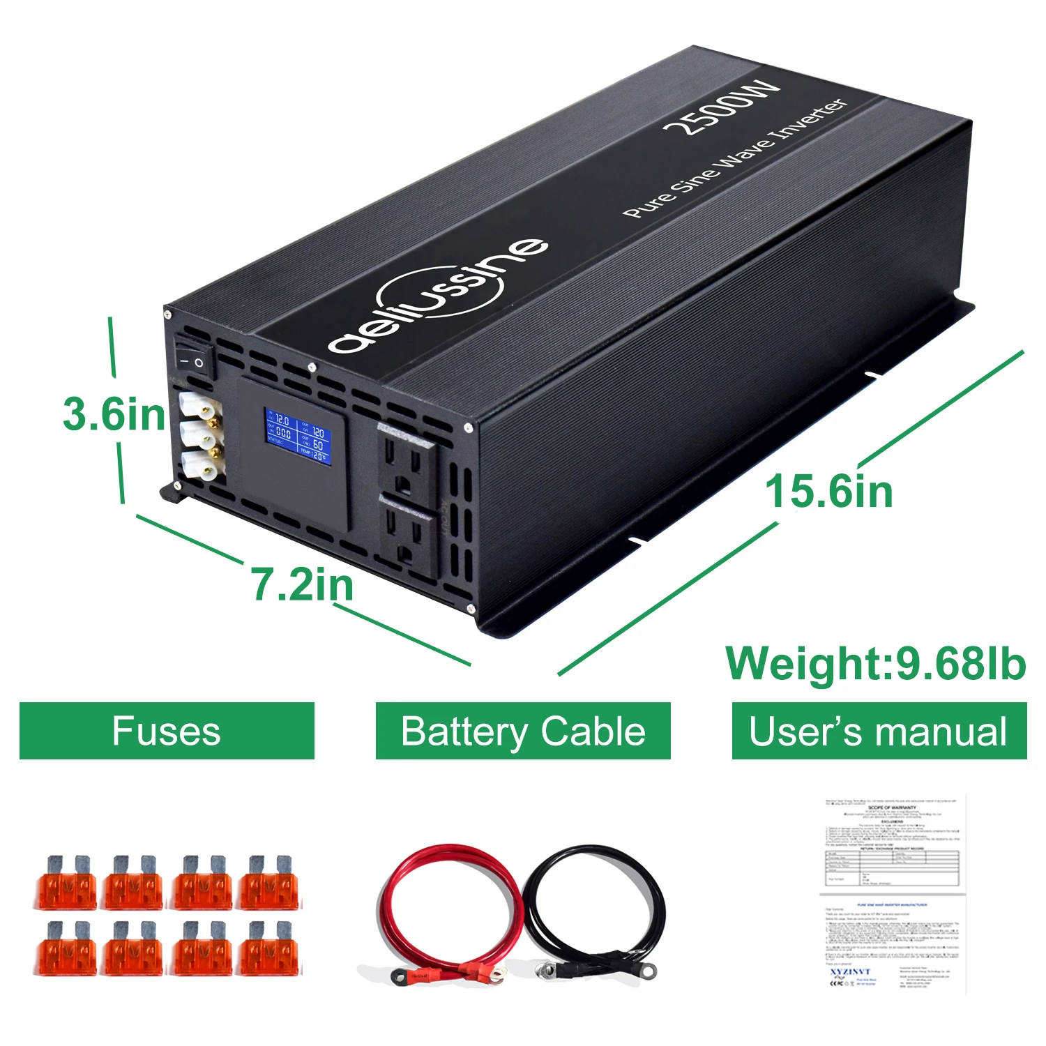 Falownik solarny 12V 220V 5000W Peak Pure Sine Wave Off Grid Power Converter 24V 36V 48V DC do 110V 120V 230V AC Wyświetlacz LCD