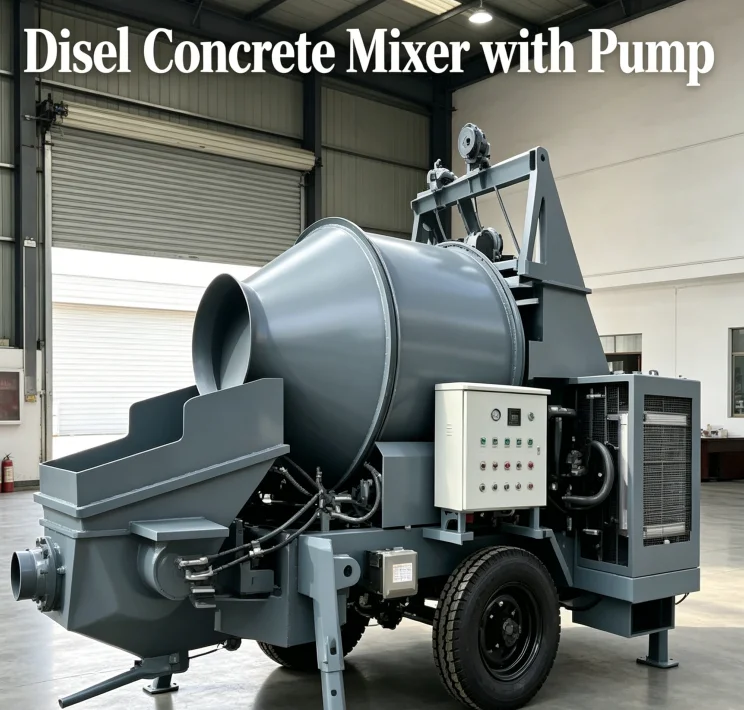 Diesel Concrete Mixer with Pump Concrete  Long Distance 300m Delivery For Multi Floor House Construction