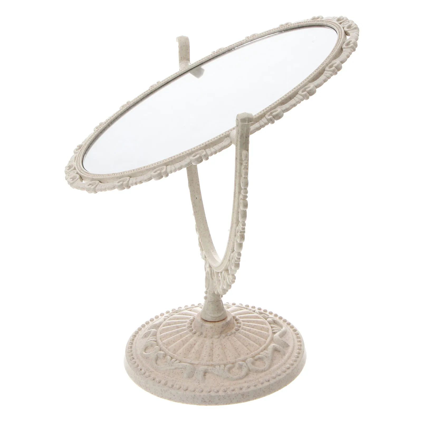 

Desktop Vanity Mirror Beige Double Sided 360 Degree Rotation High Definition 2x Magnifying Makeup Rotating Tabletop Mirror