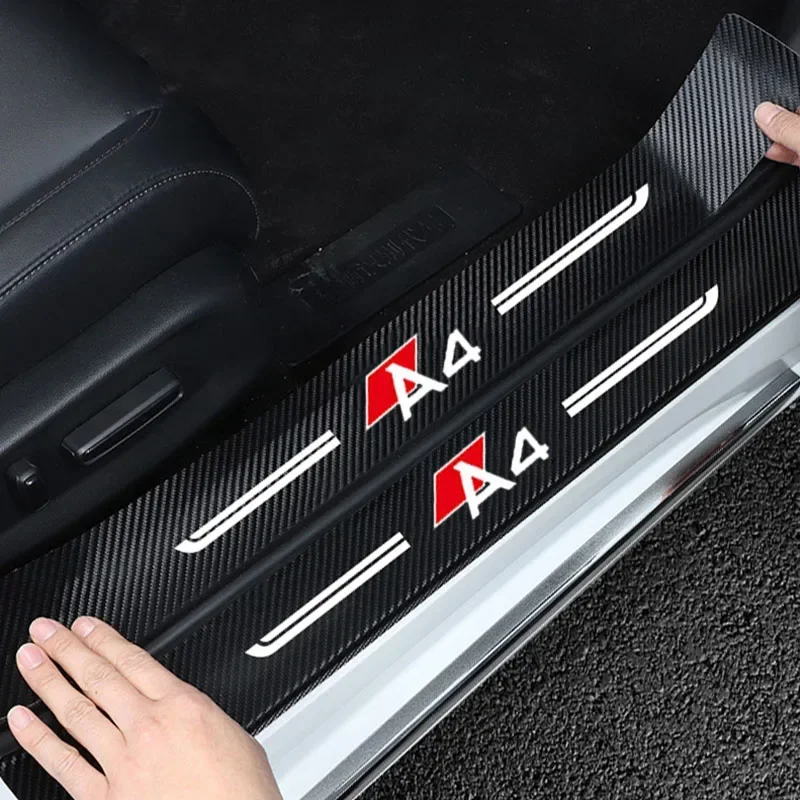 

Car Threshold Tape Carbon Fiber Door Sill Protector Sticker Styling for Audi A4 Logo Trunk Door Bumper Guard Protective Strips