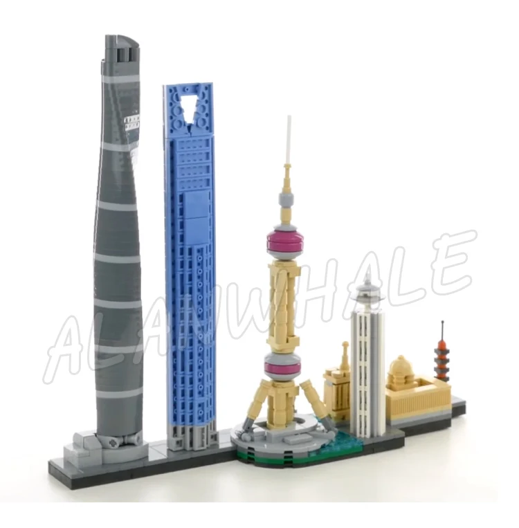 669pcs Architecture Skyline Modern Shanghai Oriental Pearl Tower Bund Area 17009 Building Blocks toys Compatible With Model