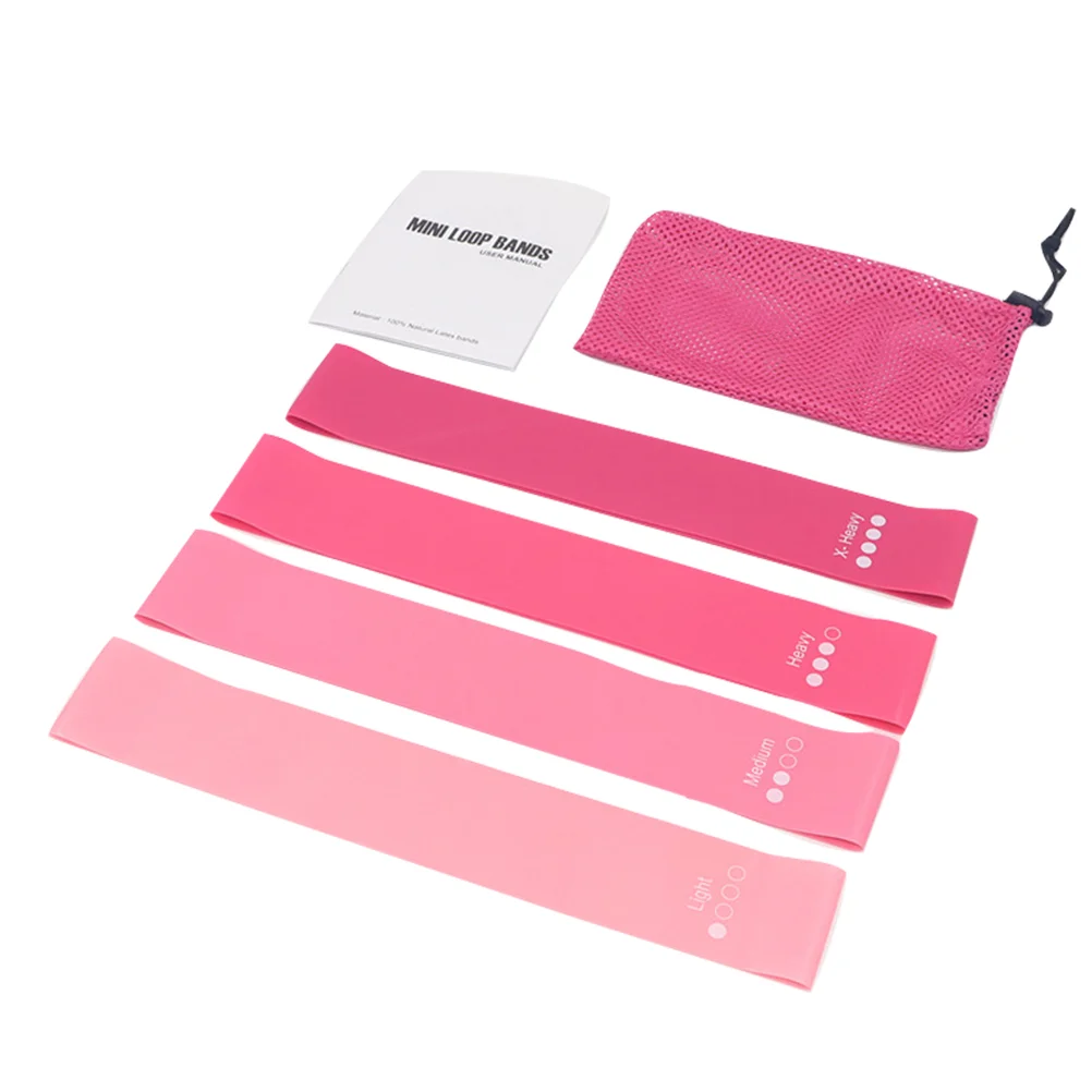 

4Pcs Resistance Band Exercise Loop Fitness Yoga Elastic Bands Pull up Assist Band for Girl Pink Exercise Band